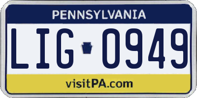 PA license plate LIG0949