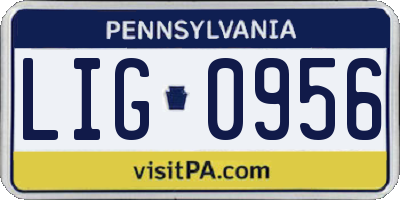 PA license plate LIG0956