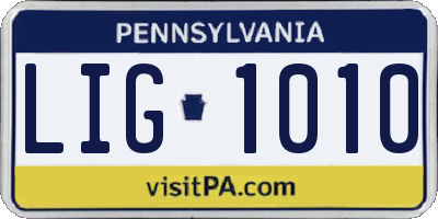 PA license plate LIG1010