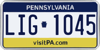 PA license plate LIG1045