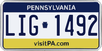 PA license plate LIG1492