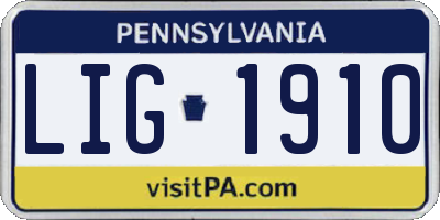 PA license plate LIG1910