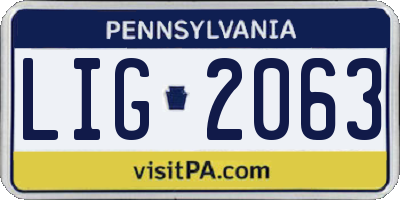 PA license plate LIG2063