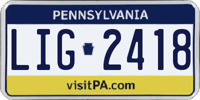 PA license plate LIG2418