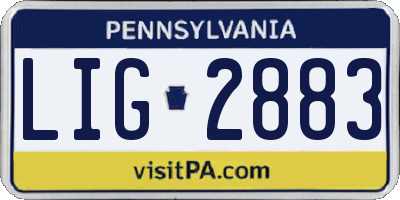 PA license plate LIG2883