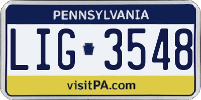 PA license plate LIG3548