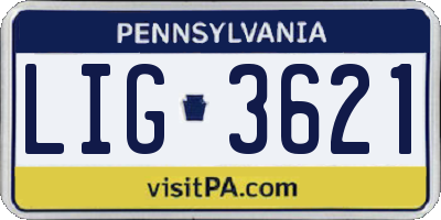 PA license plate LIG3621
