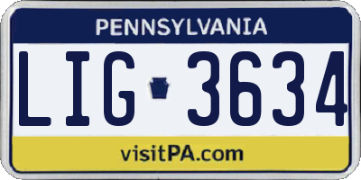PA license plate LIG3634