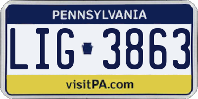 PA license plate LIG3863