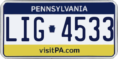 PA license plate LIG4533