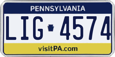 PA license plate LIG4574