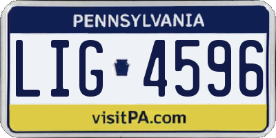 PA license plate LIG4596