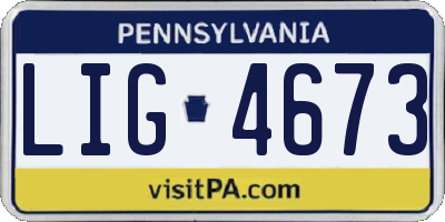 PA license plate LIG4673