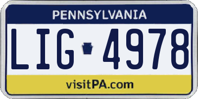 PA license plate LIG4978
