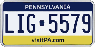 PA license plate LIG5579