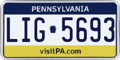 PA license plate LIG5693