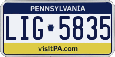 PA license plate LIG5835
