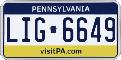 PA license plate LIG6649