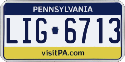 PA license plate LIG6713