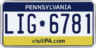 PA license plate LIG6781