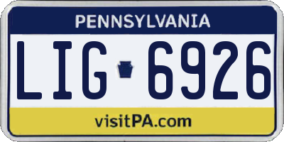 PA license plate LIG6926