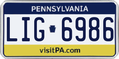 PA license plate LIG6986