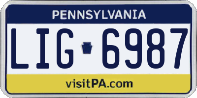 PA license plate LIG6987