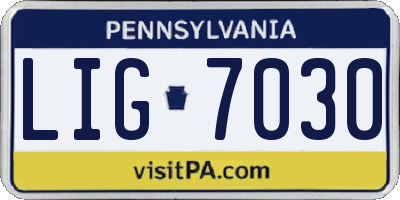 PA license plate LIG7030