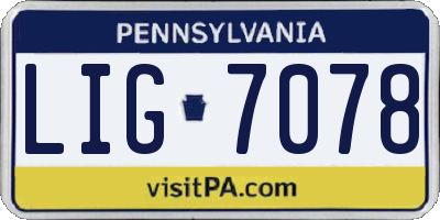 PA license plate LIG7078