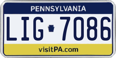 PA license plate LIG7086