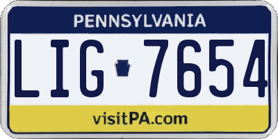 PA license plate LIG7654