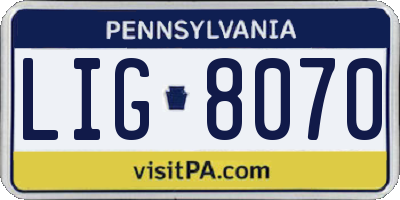 PA license plate LIG8070