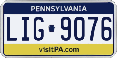 PA license plate LIG9076