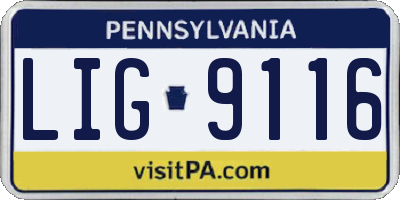 PA license plate LIG9116