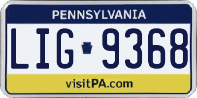PA license plate LIG9368