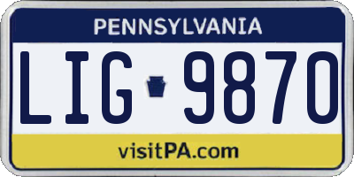 PA license plate LIG9870