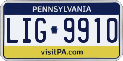 PA license plate LIG9910