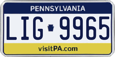 PA license plate LIG9965