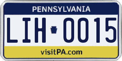 PA license plate LIH0015