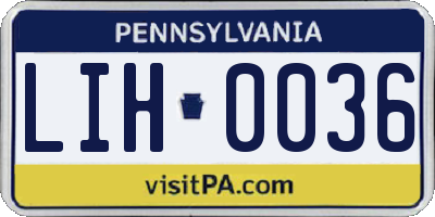 PA license plate LIH0036