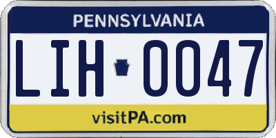 PA license plate LIH0047