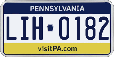 PA license plate LIH0182