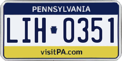 PA license plate LIH0351