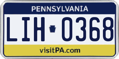 PA license plate LIH0368