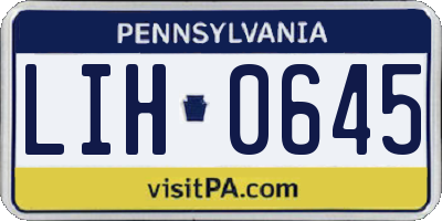 PA license plate LIH0645