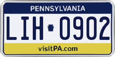 PA license plate LIH0902