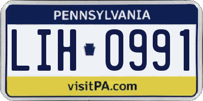PA license plate LIH0991