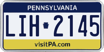 PA license plate LIH2145