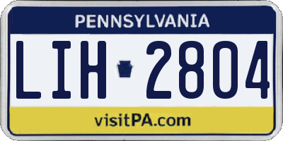 PA license plate LIH2804