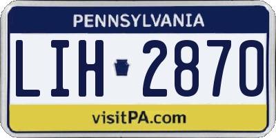 PA license plate LIH2870